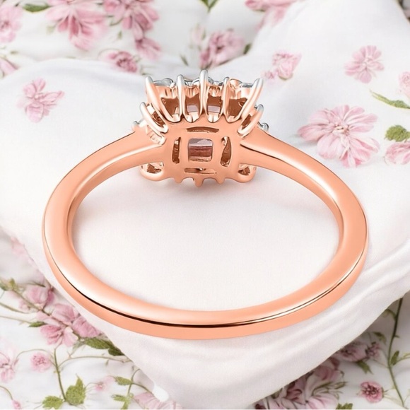 Blush Pink Apatite Halo Ring 14K Rose Gold over 925 Sterling Silver - Picture 8 of 14